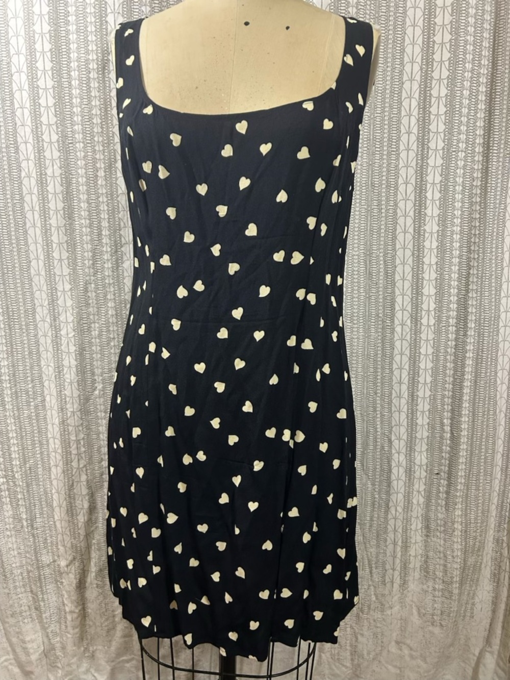 Reformation Black Mini Dress with White Heart Print